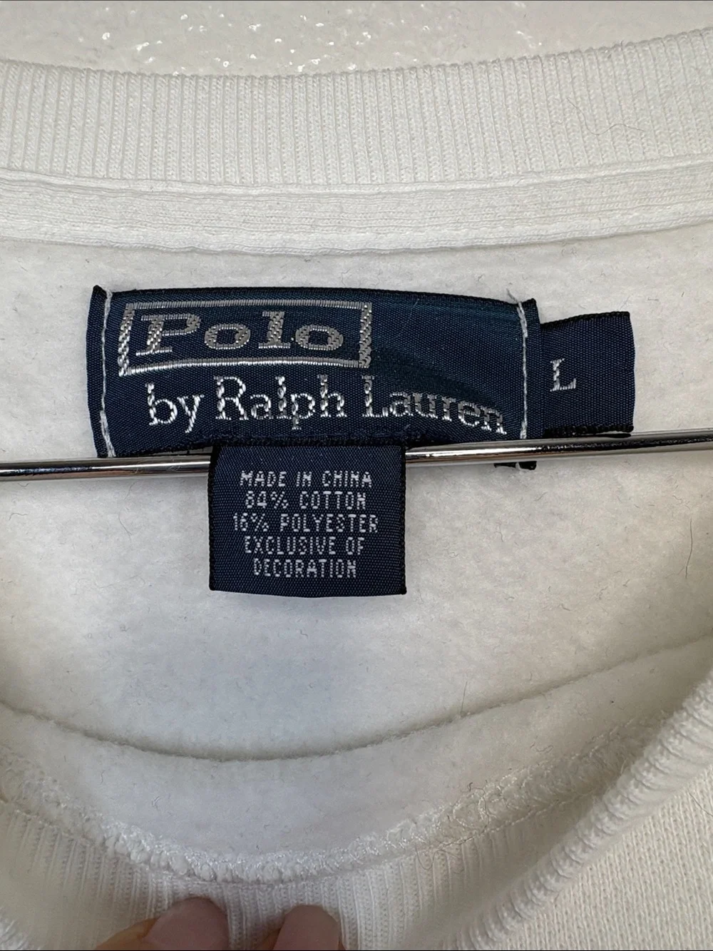Polo by Ralph Lauren White Cotton Crewneck Sweatshirt Men Size L